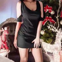 Low Cut Off Shoulder Base Mini Skirt Dress