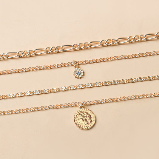 Chunky Gold Necklace Chunky Charm Necklace For Women Layered Gold Necklace For Women Silver Coin Necklace Jewelry Gifts For Women - MANDOTOS