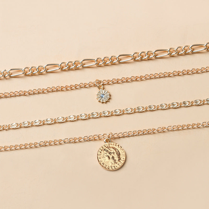 Chunky Gold Necklace Chunky Charm Necklace For Women Layered Gold Necklace For Women Silver Coin Necklace Jewelry Gifts For Women - MANDOTOS