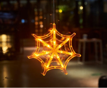 Halloween Window Hanging LED Lights Spider Pumpkin Hanging Ghost Horror Atmosphere Lights Holiday Party Decorative Lights Home Decor - MANDOTOS