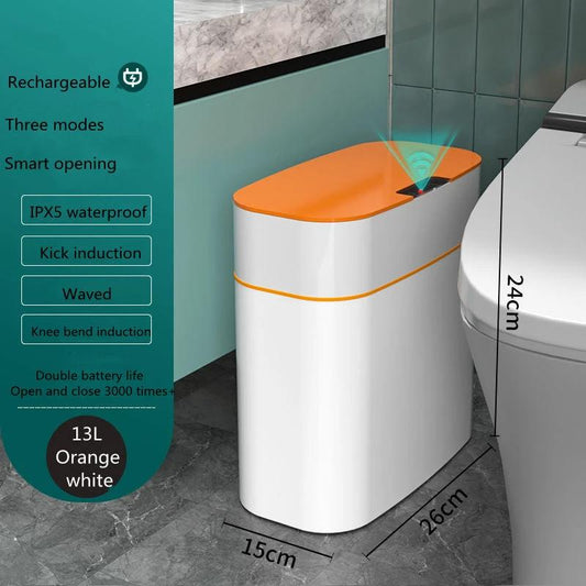 Smart Trash Can with Automatic Opening and Multiple Functions - White ABS Material - MANDOTOS