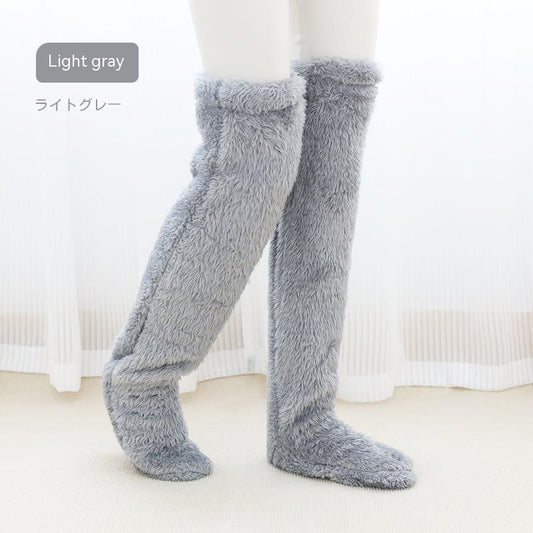Over Knee High Fuzzy Long Socks Winter Warm Cold Leg Knee Joint Cold-proof Stockings Home Floor Sleeping Socks - MANDOTOS