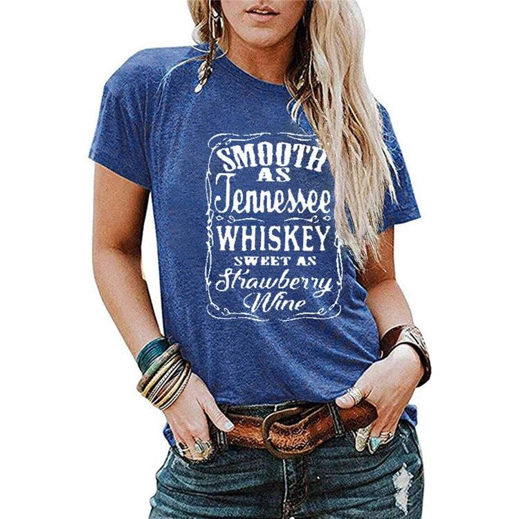 Ladies Blouse Letter Printing Round Neck Short - sleeved T-Shirt Women - MANDOTOS INTERNATIONAL0
