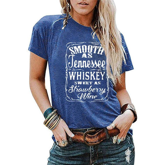 Ladies Blouse Letter Printing Round Neck Short - sleeved T-Shirt Women - MANDOTOS INTERNATIONAL0