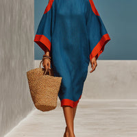 Loose-Fit Three-Quarter Sleeve Mid-Length Dress – 4 Colors S–3XL