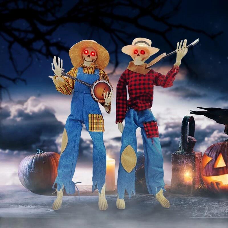 Light-Up Guitarist Skeleton: Spooky Halloween Decoration - MANDOTOS