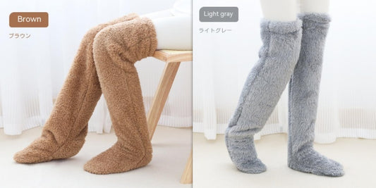 Over Knee High Fuzzy Long Socks Winter Warm Cold Leg Knee Joint Cold-proof Stockings Home Floor Sleeping Socks - MANDOTOS