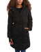Steve Madden Women's Elegant Long Puffer Coat with Hood - Black X-Large