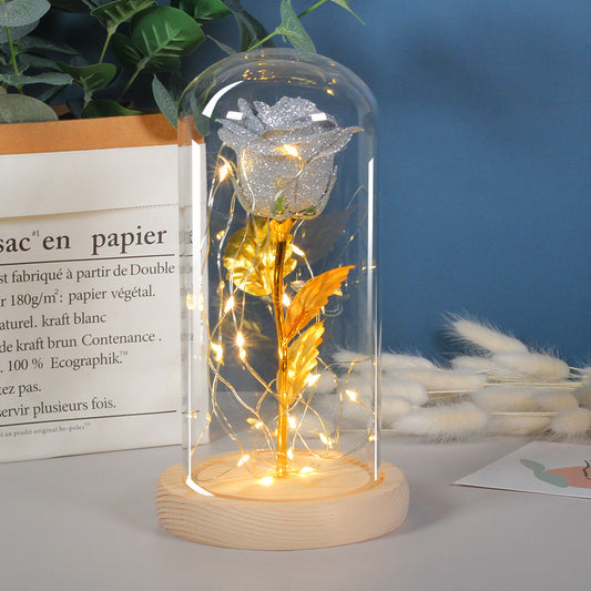 Valentines Day Gift For Girlfriend Eternal Rose Flowers LED Light In Glass Cover Day Wedding Decoration Favors Mother Day Female Gift Gift - MANDOTOS