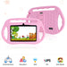 Ancient Energy 7-inch pink children's tablet with protective diamond-textured case and dual handles, educational device