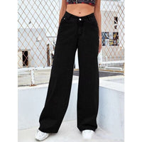Sweet And Spicy Style High Waist Straight Jeans for women in black