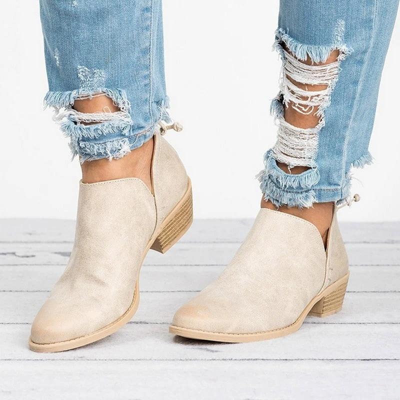 Autumn Women Shoes Retro High Heel Ankle Boots MANDOTOS