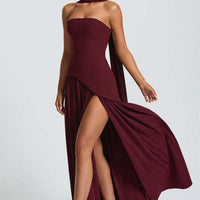 Cherry Lacquer Maliyah Maxi Dress with Chiffon Skirt & Scarf - MANDOTOS0