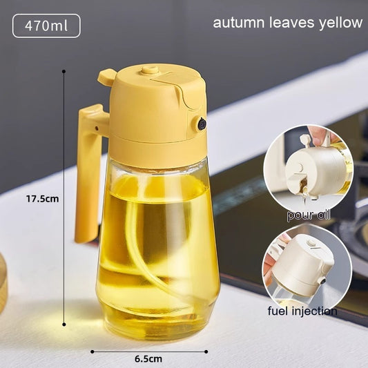 470ML Olive Oil Sprayer Dispenser For Cooking BBQ 2 In 1 Glass Oil Vinegar Soy Sauce Spray Kitchen Oil Bottle For Air Fryer - MANDOTOS
