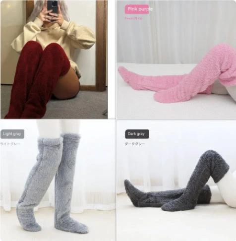 Cozy Winter Knee-High Fuzzy Socks for Cold-Proof Comfort - MANDOTOS0