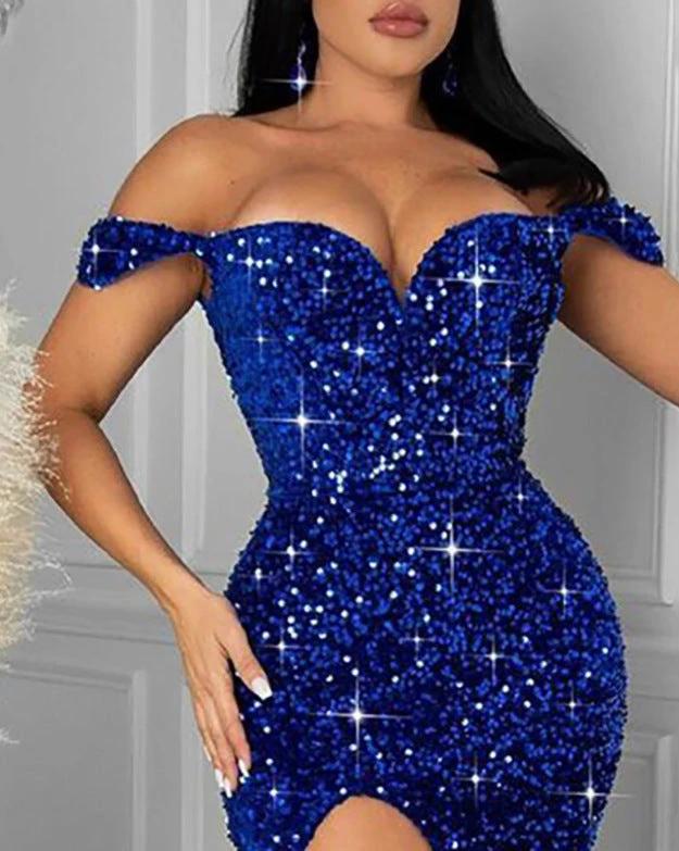 Sequin Tube Top Party Dress Hip Evening Dress MANDOTOS
