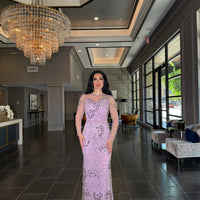 Moral Modest Long Sleeve Flower Mermaid Gown