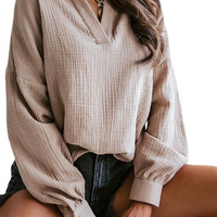 Chic Lantern Sleeve Cotton Shirt