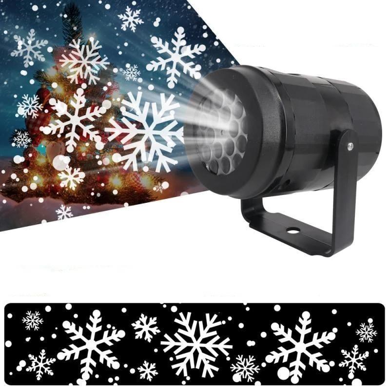 Christmas Party Lights Snowflake Projector Light Led Stage Light Rotating Xmas Pattern Outdoor Holiday Lighting Garden Christmas Decor - MANDOTOS