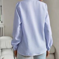 Striped Long Sleeve Shirt Fashion Ruffle Design Button Up Tops Casual Office Blouse Elegant Commuting Women's Clothing - MANDOTOS INTERNATIONAL0