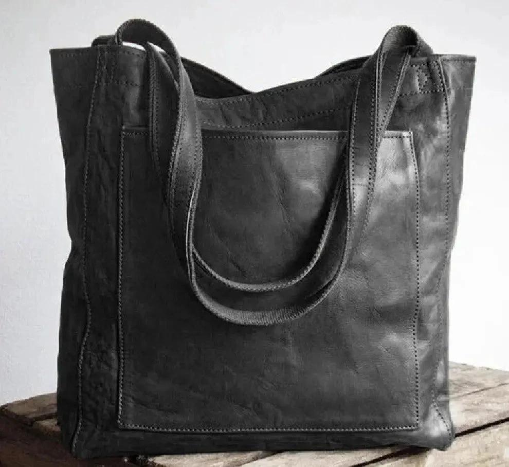 Women's Soft Leather Portable Shoulder With Pocket Vintage Bag - MANDOTOS