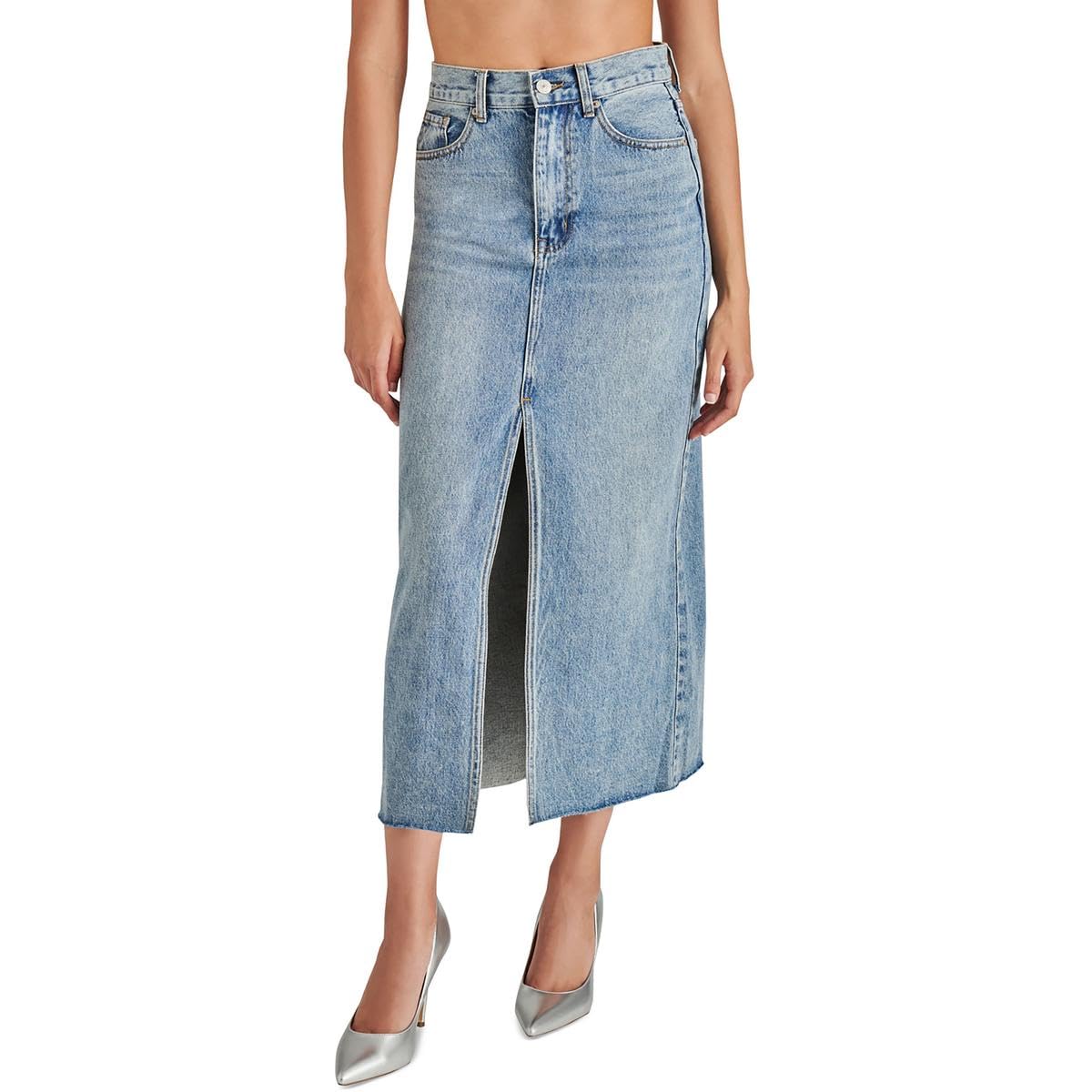 Steve Madden Avani Women's Light Blue Denim Skirt - MANDOTOS INTERNATIONAL