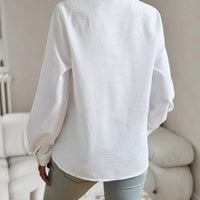 Striped Long Sleeve Shirt Fashion Ruffle Design Button Up Tops Casual Office Blouse Elegant Commuting Women's Clothing - MANDOTOS INTERNATIONAL0