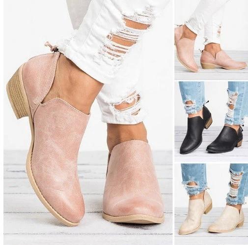 Autumn Women Shoes Retro High Heel Ankle Boots MANDOTOS