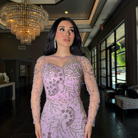 Moral Modest Long Sleeve Flower Mermaid Gown