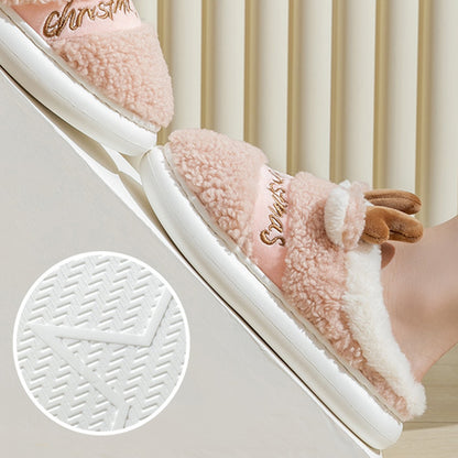 Christmas Shoes Winter Home Slippers Elk Soft Cozy Bedroom Slipper Slip On House Shoes - MANDOTOS