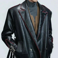 Wide Shoulder Fur Metal Belt Waist Long-cut Coat - MANDOTOS