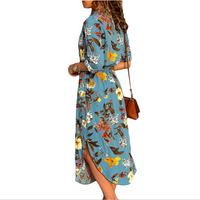 Chic V-Neck High-Waist Printed Dress