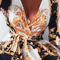 Chic Vintage Floral Evening Dress with V-Neck