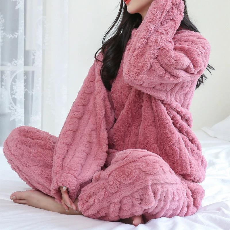 Winter Pajamas Set - Thickened Coral Velvet Warm Homewear - MANDOTOS
