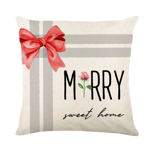 Christmas Decorations Pillow Covers Sofa Square Throw Pillow Cases Stamping Snowflake Waist Cushion Cover Home Bed Decor - MANDOTOS