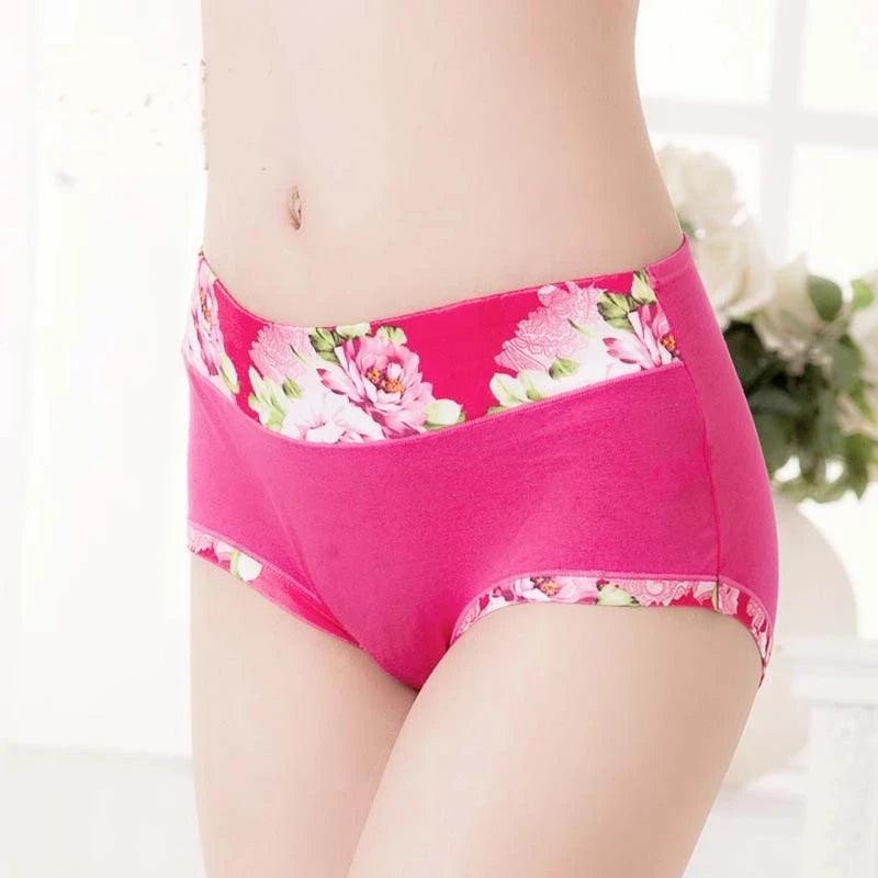 5Pcs Print Panties Women's Underwear Cute Cotton Panties Plus Size Briefs Girl Ladies Lingeries Panty Sexy Underpants For Women - MANDOTOS