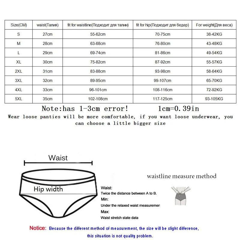 5Pcs Print Panties Women's Underwear Cute Cotton Panties Plus Size Briefs Girl Ladies Lingeries Panty Sexy Underpants For Women - MANDOTOS