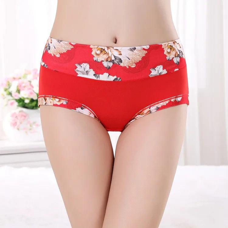 5Pcs Print Panties Women's Underwear Cute Cotton Panties Plus Size Briefs Girl Ladies Lingeries Panty Sexy Underpants For Women - MANDOTOS