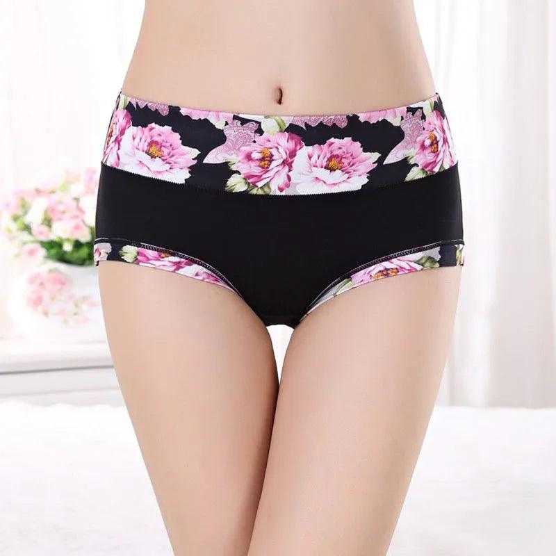 5Pcs Print Panties Women's Underwear Cute Cotton Panties Plus Size Briefs Girl Ladies Lingeries Panty Sexy Underpants For Women - MANDOTOS