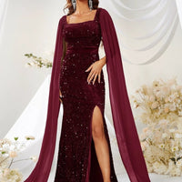 Dress Skirt Sequin Mesh Split Fishtail Dress MANDOTOS