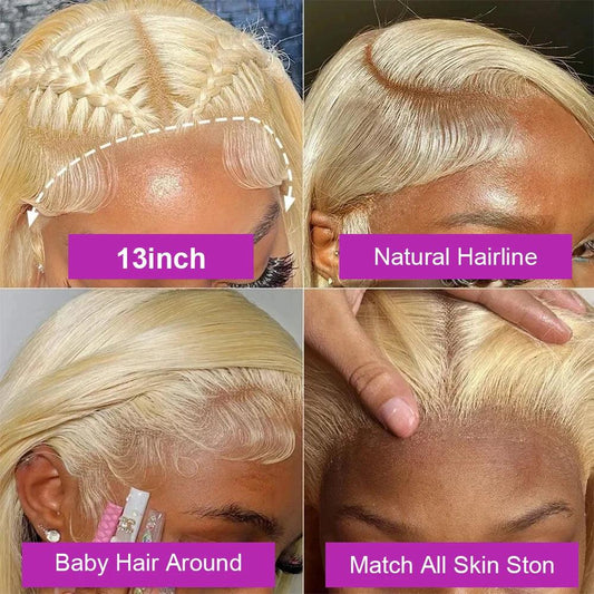 613 Deep Wave Frontal Wig 13x6 HD Water Wave Lace Front Wig 30 40 Inch Honey Blond 13x4 Blonde Lace Front Curly Human Hair Wigs - MANDOTOS