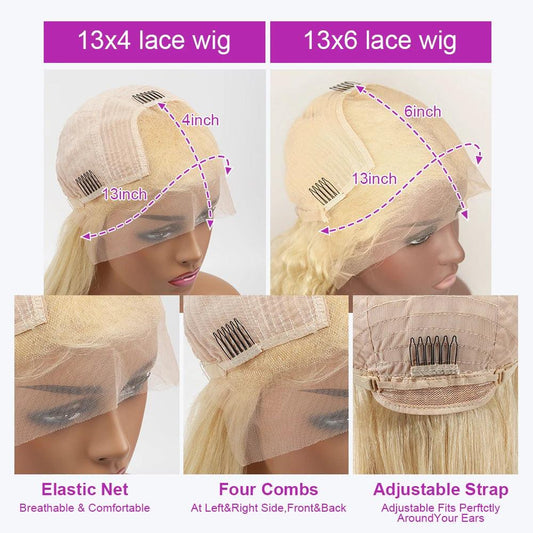 613 Deep Wave Frontal Wig 13x6 HD Water Wave Lace Front Wig 30 40 Inch Honey Blond 13x4 Blonde Lace Front Curly Human Hair Wigs - MANDOTOS