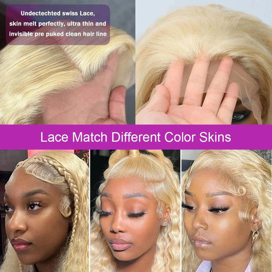 613 Deep Wave Frontal Wig 13x6 HD Water Wave Lace Front Wig 30 40 Inch Honey Blond 13x4 Blonde Lace Front Curly Human Hair Wigs - MANDOTOS