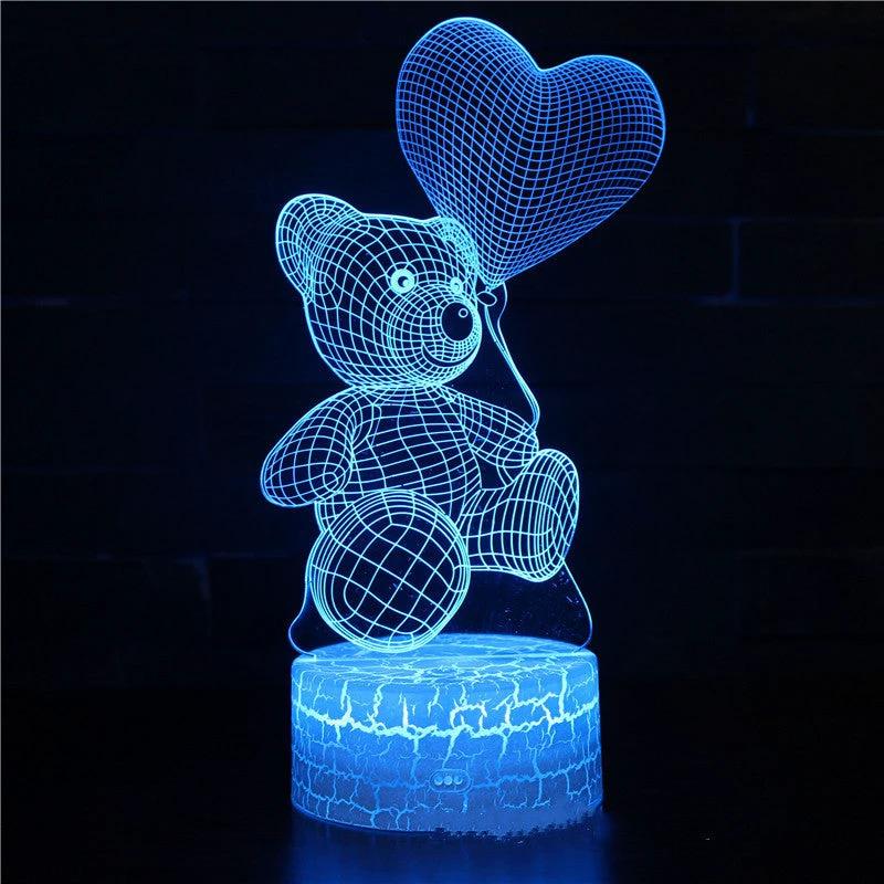 Mandotos 3D Teddy Bear Lamp Acrylic USB LED Night Light 16 Colors Remote Control MANDOTOS