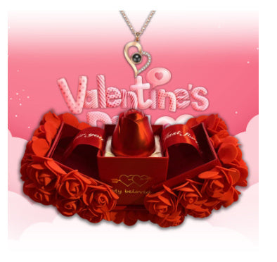 Valentines Day Gift Soap Rose Gift Box Crystal Pendant Necklace Eternal Flower Jewelry Box Set Wedding Birthday Gift For Girlfriend - MANDOTOS