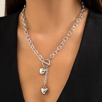 Thick Chain With Shiny Lock And Key Pendant Necklace For Women Trendy Ladies Accessories On The Neck Fashion Jewelry Female - MANDOTOS