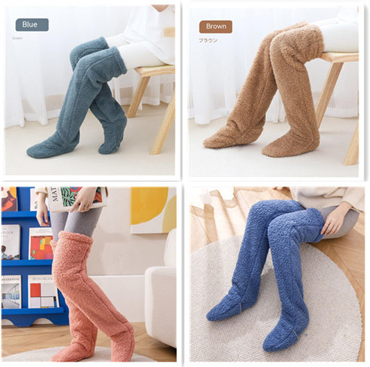 Over Knee High Fuzzy Long Socks Winter Warm Cold Leg Knee Joint Cold-proof Stockings Home Floor Sleeping Socks - MANDOTOS