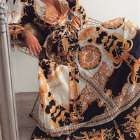 Chic Vintage Floral Evening Dress with V-Neck