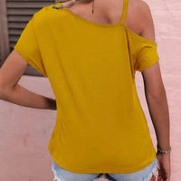 Women Clothes Off Shoulder Blouse Summer Irregular Design Tops Shirt - MANDOTOS INTERNATIONAL0