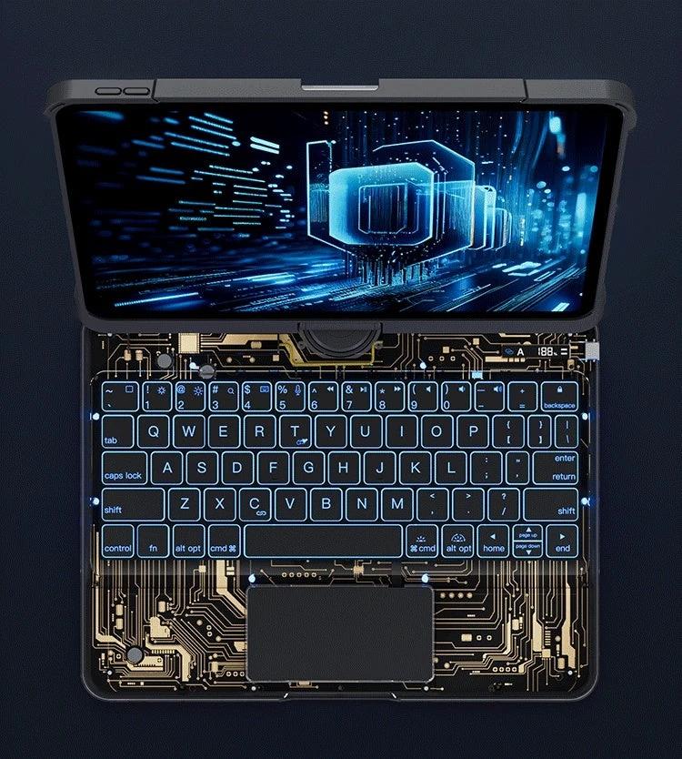 360 Swivel Keyboard Clear Case For IPad Smart Trackpad Bluetooth-compatible Keyboard Case Cover With Pen Slot - MANDOTOS